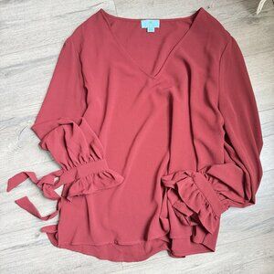 Ceecee Burgundy Xxl Vneck Blouse
